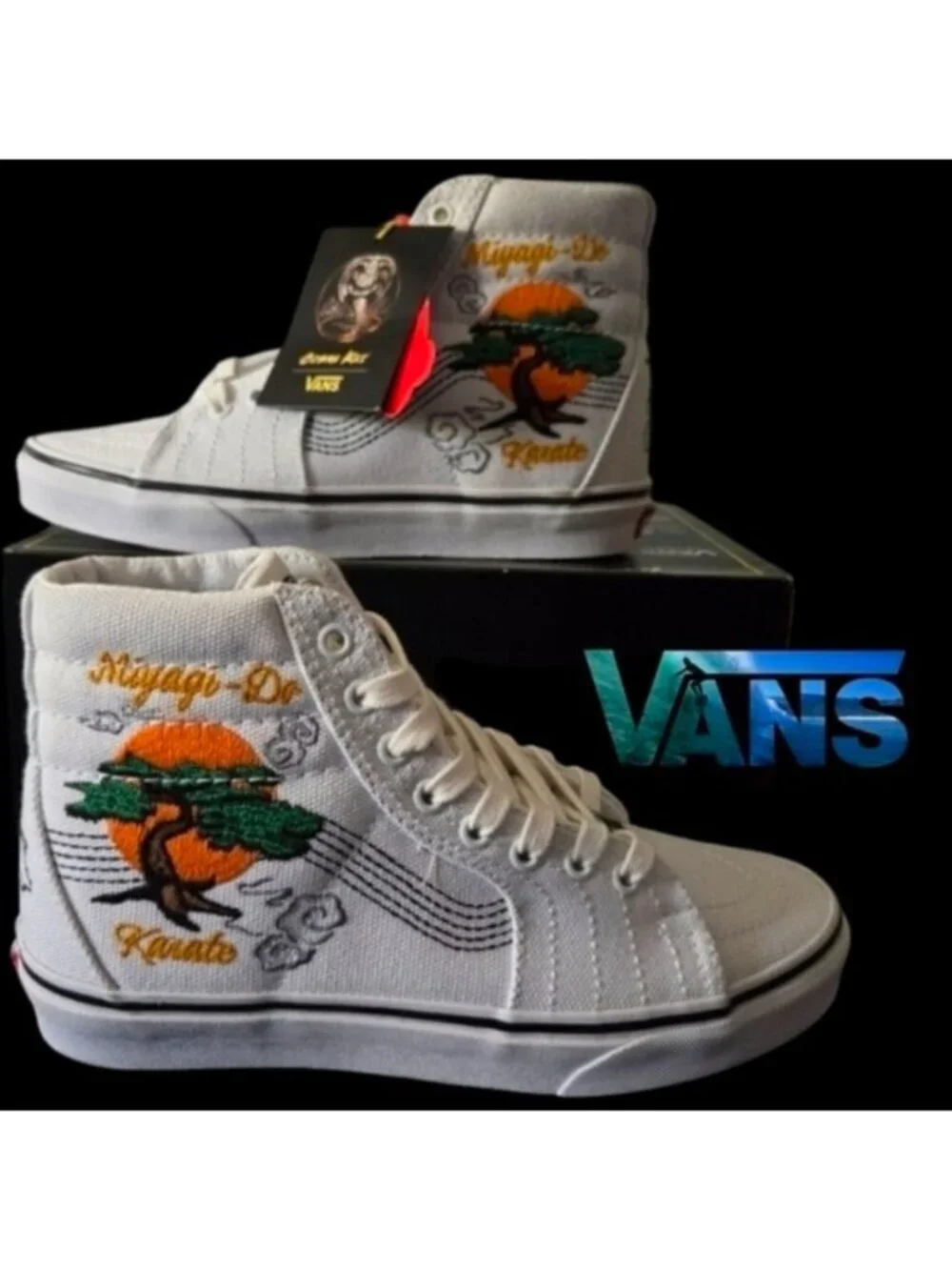 VANS  COBRA KAI SK8-HI Women 5 Miyagi Do LaRusso White canvas NWT 0826